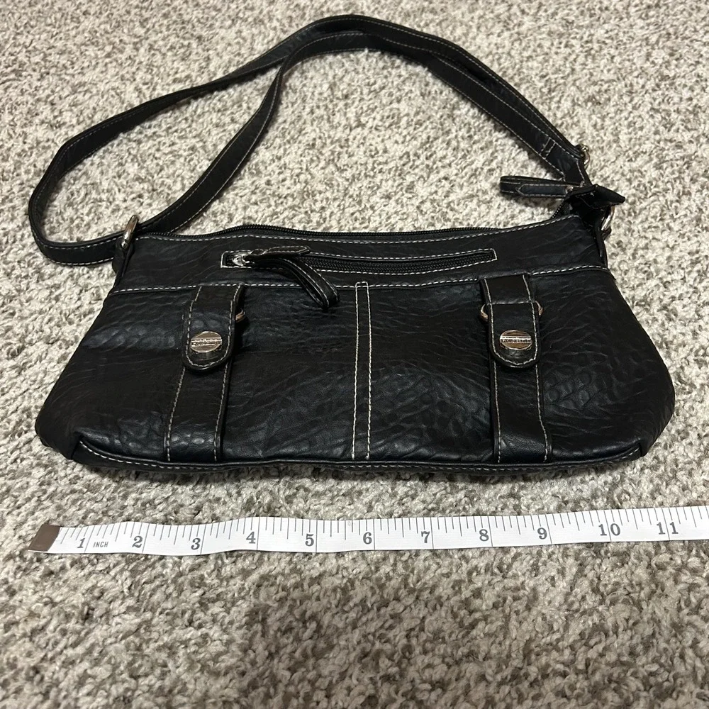 ROSETTI DOUBLE STRAP BLACK LEATHER SATCHEL‎ PURSE ADJUSTABLE